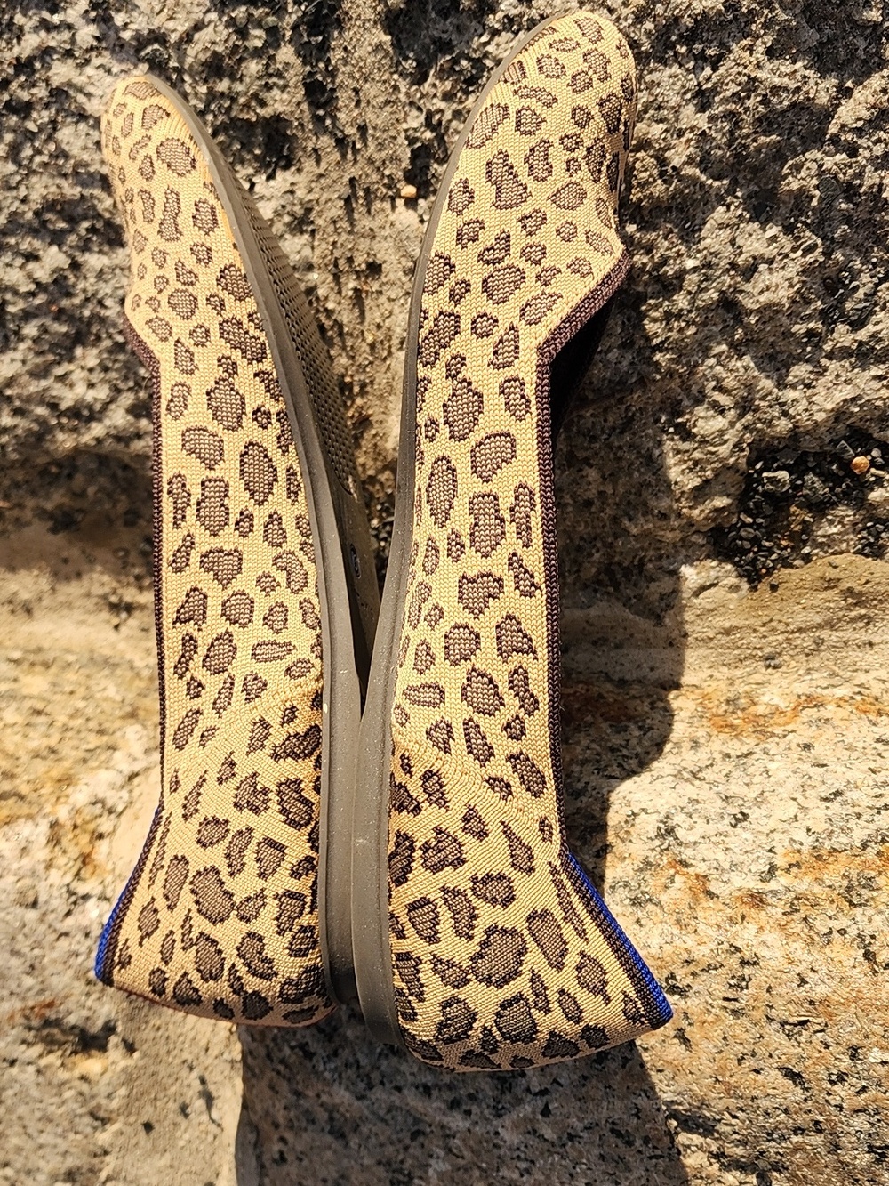Rothys Leopard Knit Ballet Flats with Blue Trim 11 - Picture 10 of 12